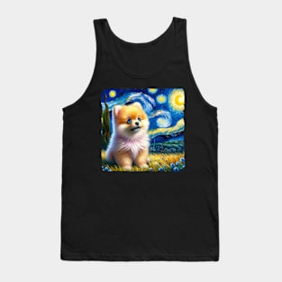 Starry Pomeranian Portrait - Dog Portrait Tank Top